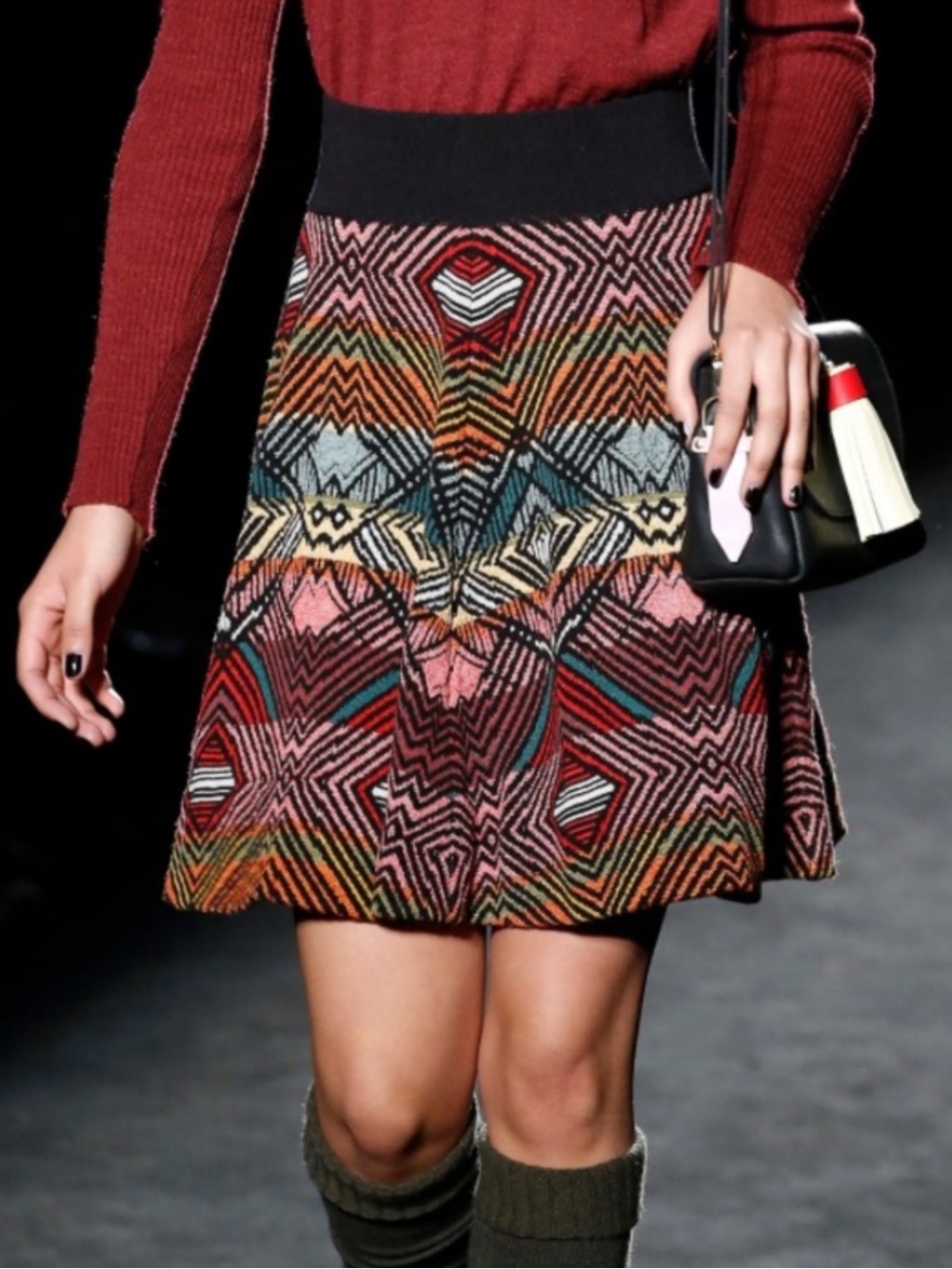 NWT Anthropologie Aldo Martins Knit Skirt Wool Blend Colorful Geometric Print XL